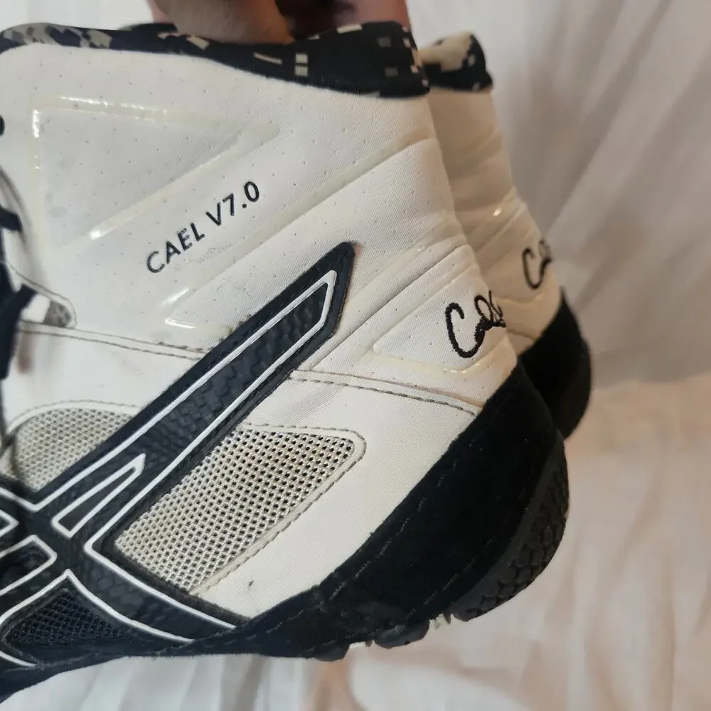 Asics Cael V7.0 Wrestling Shoes Men's US 7 Black White Camo
